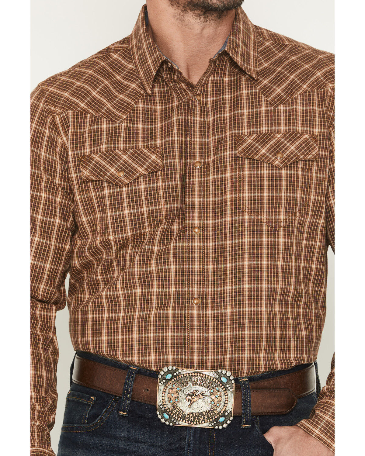 Cody James Men's Iron Oak Ranch Plaid Print Long Sleeve Snap Western Shirt