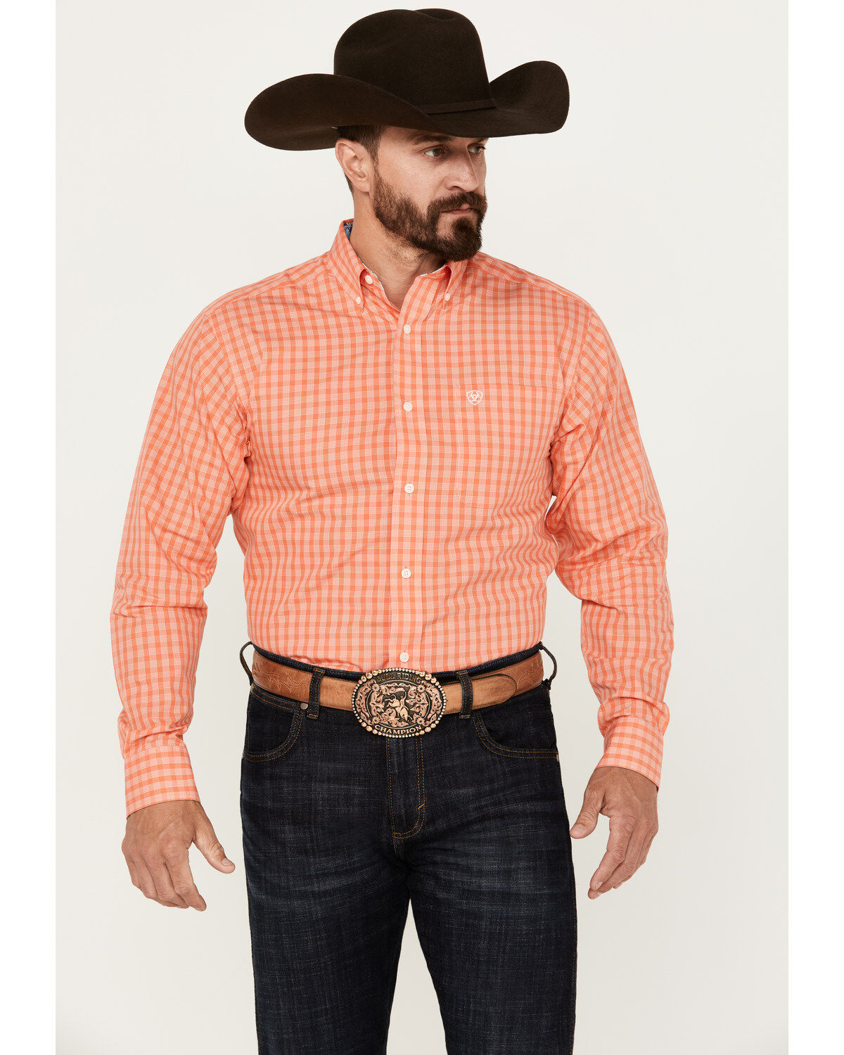 ARIAT Men's Nigel Stretch Plaid Western Shirt - Blue Button-Down Tall XX-Large Pro Series