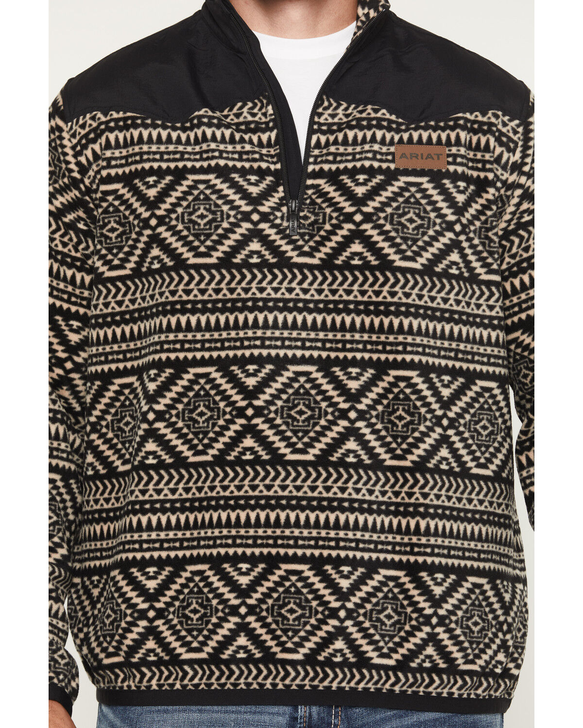 Image #4 - Ariat Men's Basis Southwest 1/4 Zip-Up Fleece Pullover - Big, Black, hi-res