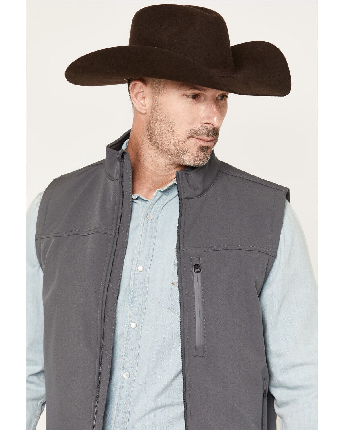 Image #2 - Cody James Men's Estacado Solid Concealed Carry Softshell Vest - Tall, Charcoal, hi-res