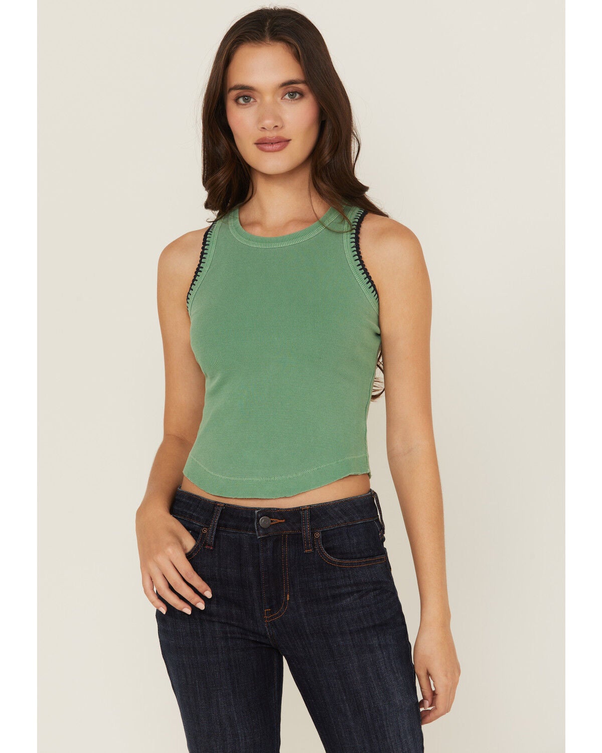 Cleo + Wolf Women's Solid Tank Top, Green, hi-res