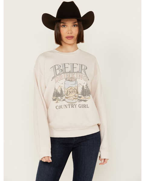 Image #1 - Youth in Revolt Women's Beer Drinking Sweatshirt , Grey, hi-res