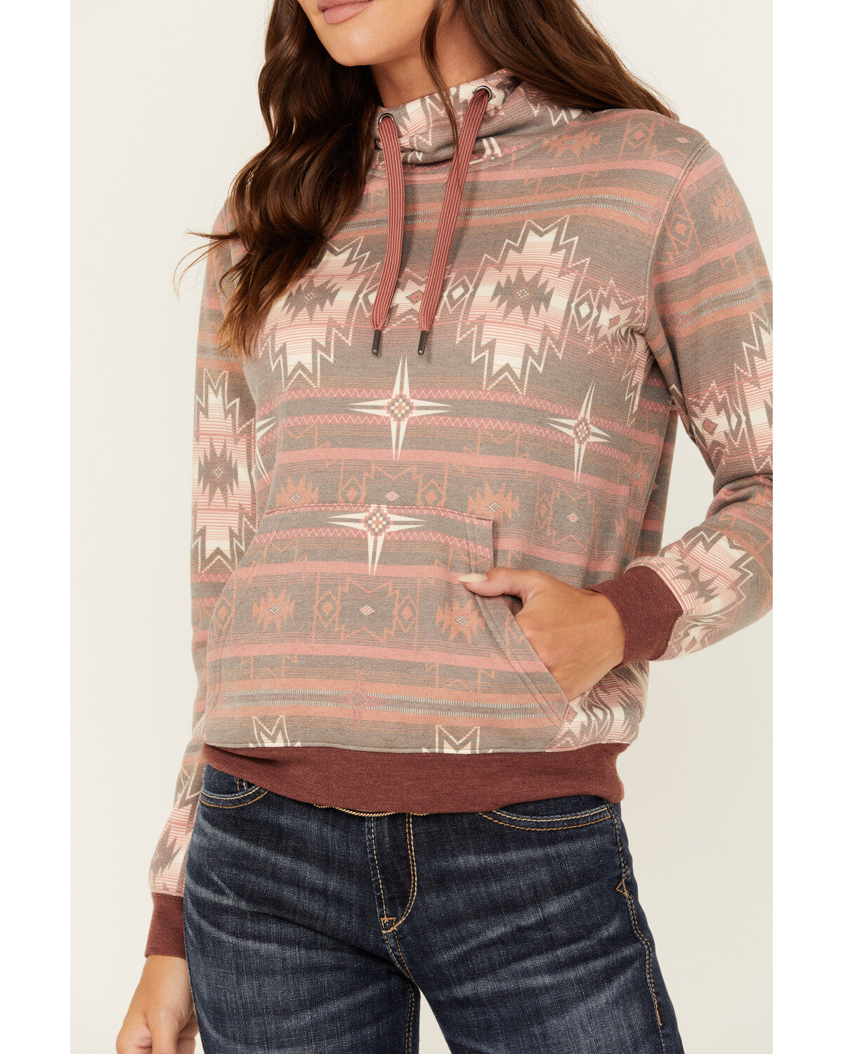 Image #3 - Shyanne Women's Southwestern Printed Hoodie, Mahogany, hi-res