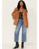 Flying Tomato Women's Faux Suede Fringe Blazer, Camel, hi-res