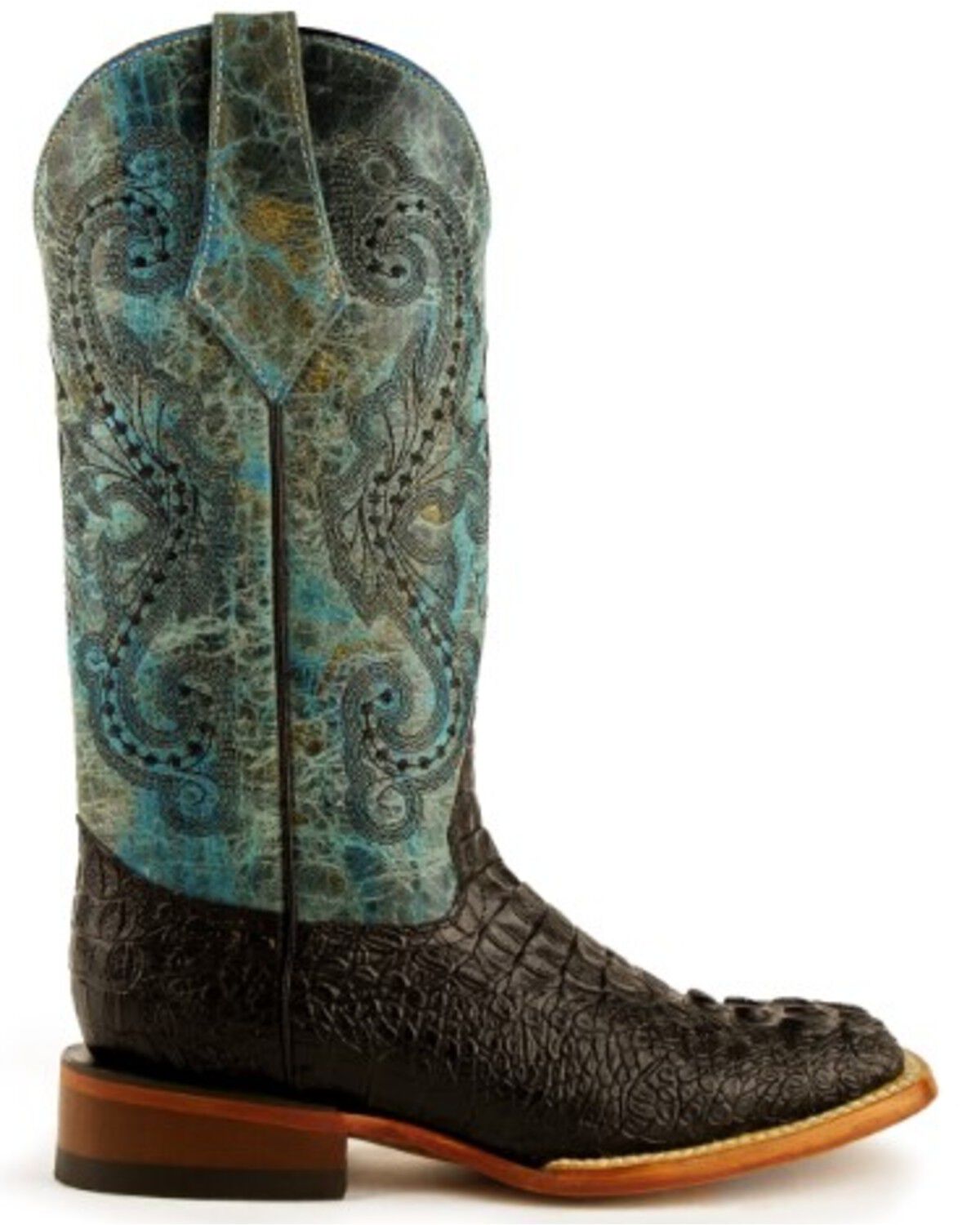 Image #2 - Ferrini Women's Caiman Tail Print Western Boots, Black, hi-res