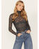 Image #1 - Free People Women's Under It All Printed Bodysuit, Navy, hi-res