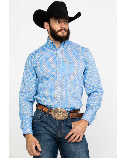 Image #1 - Wrangler 20X Men's Performance Multi Geo Print Long Sleeve Western Shirt , , hi-res