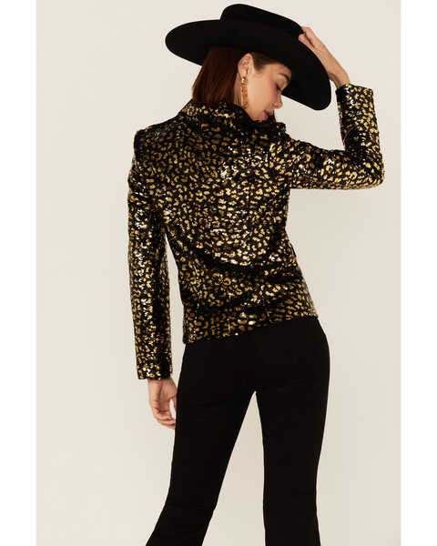 Any Old Iron Women's Sequin Scale Blazer Jacket, Gold, hi-res