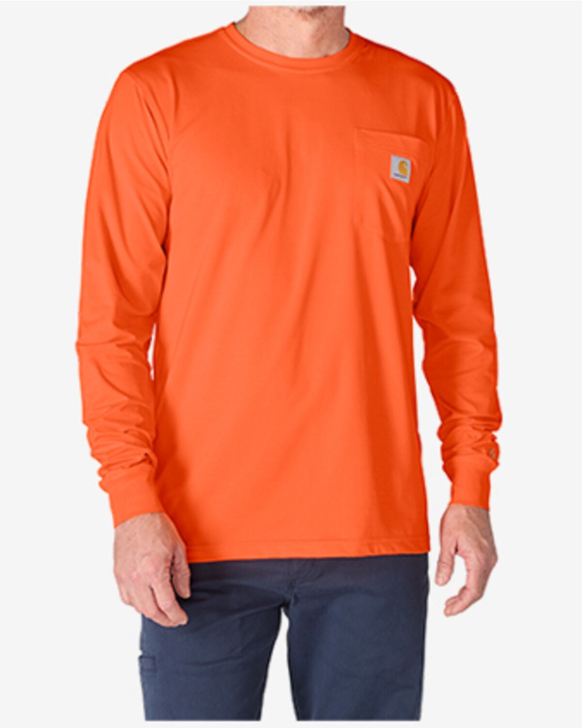Image #1 - Carhartt Men's Force&reg; Relaxed Hi-Vis Long Sleeve Work T-Shirt, Bright Orange, hi-res