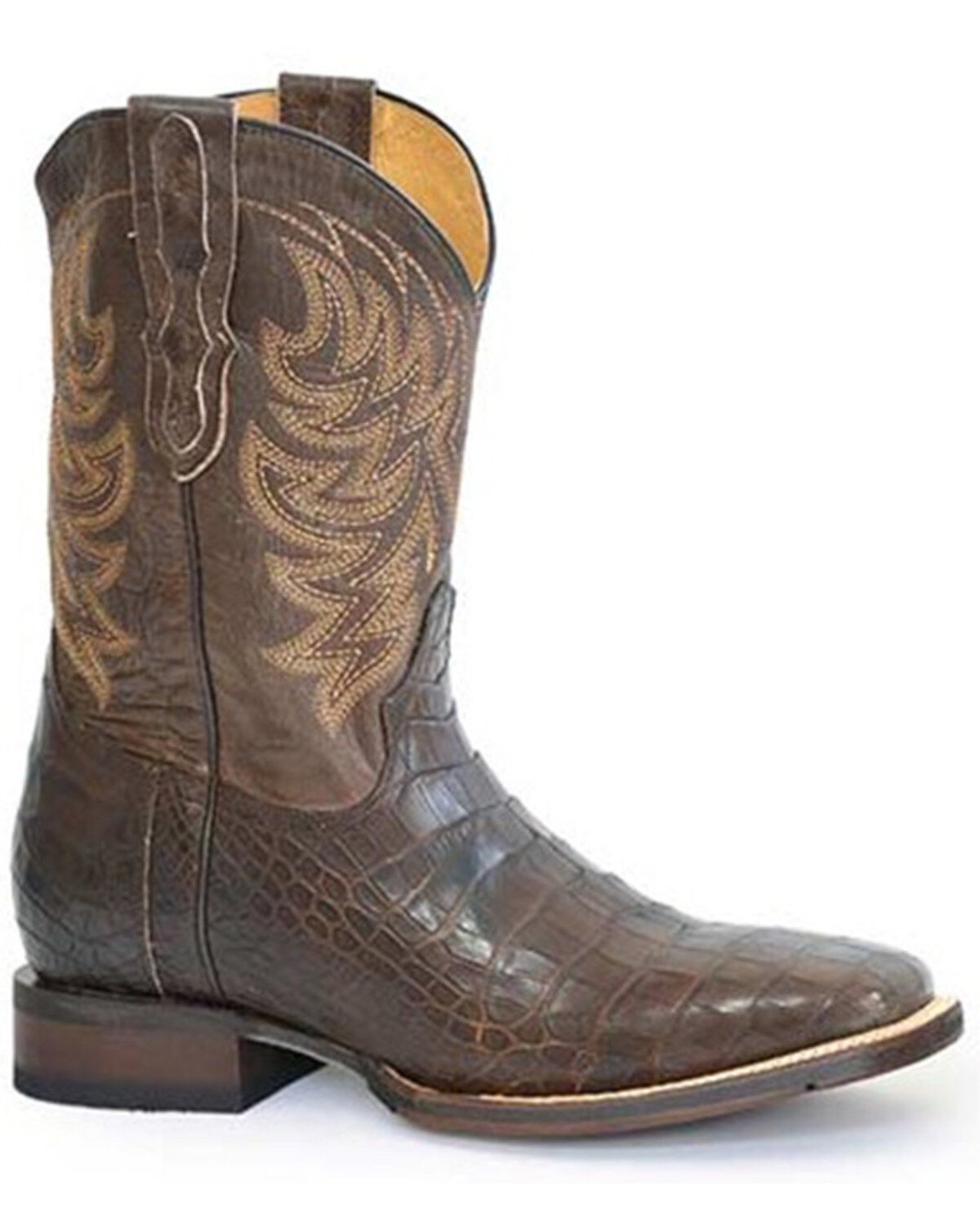 Image #1 - Stetson Men's Aces Exotic Alligator Western Boots - Broad Square Toe, Brown, hi-res