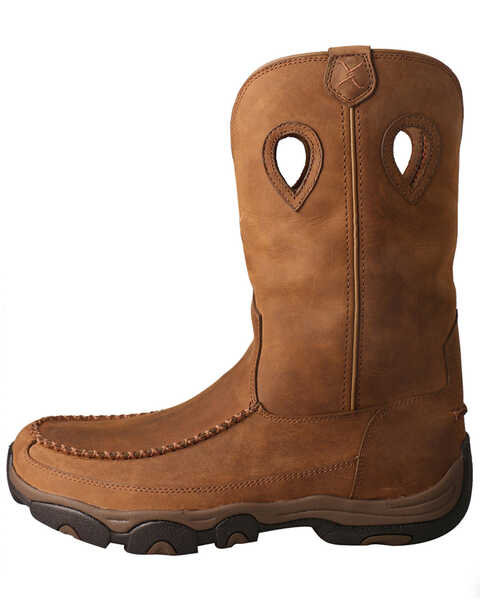 Image #3 - Twisted X Men's 11" Pull On Waterproof Moc Work Boots - Soft Toe, Brown, hi-res
