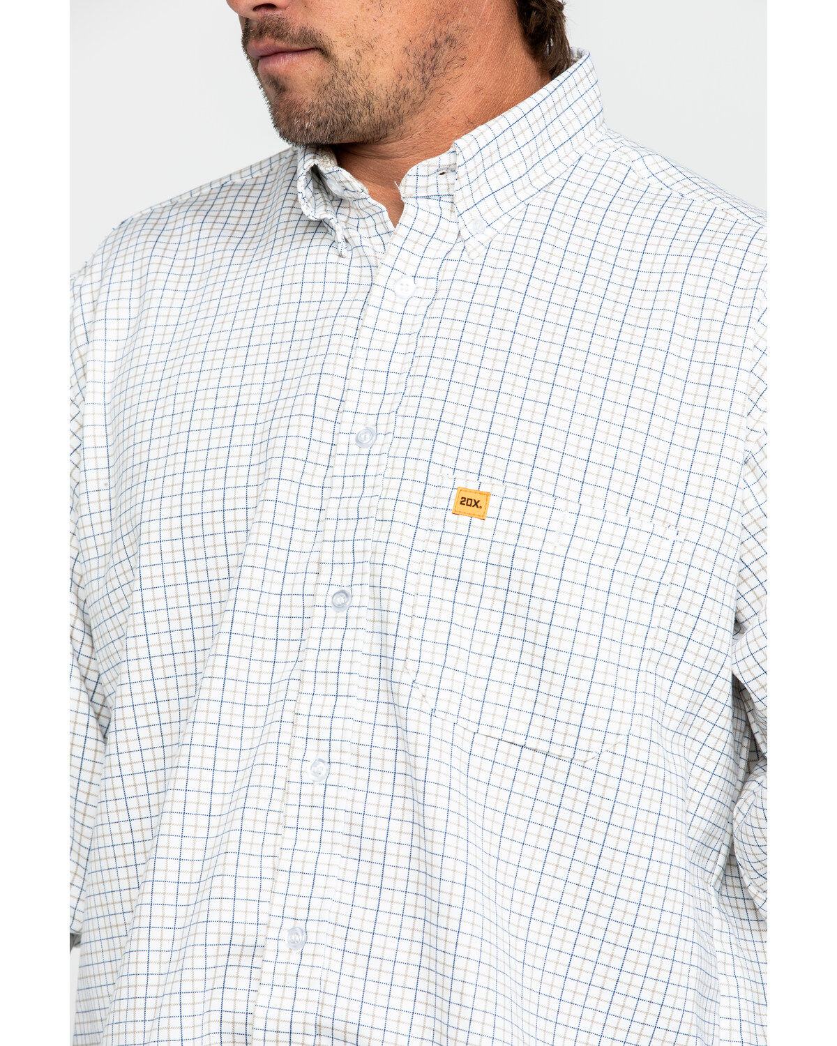 Image #4 - Wrangler 20X Men's FR Mini Check Plaid Print Long Sleeve Work Shirt - Big , , hi-res