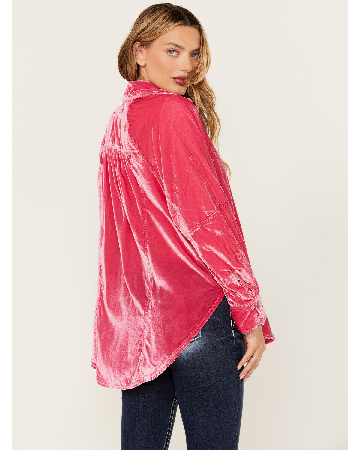 Image #4 - Free People Women's Night Skies Velvet Long Sleeve Top, Pink, hi-res