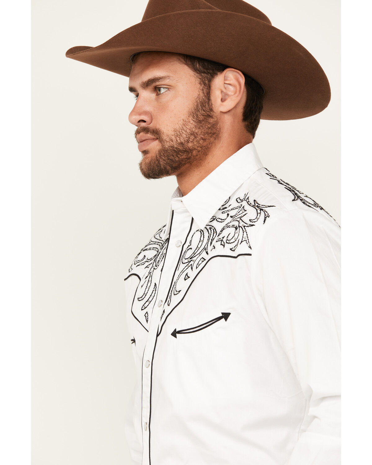 Product Name:  Rodeo Clothing Men's Embellished Yoke Long Sleeve Pearl Snap Western Shirt