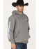 Image #2 - RANK 45® Men's Striped Logo Sleeve Hooded Sweatshirt , Heather Grey, hi-res