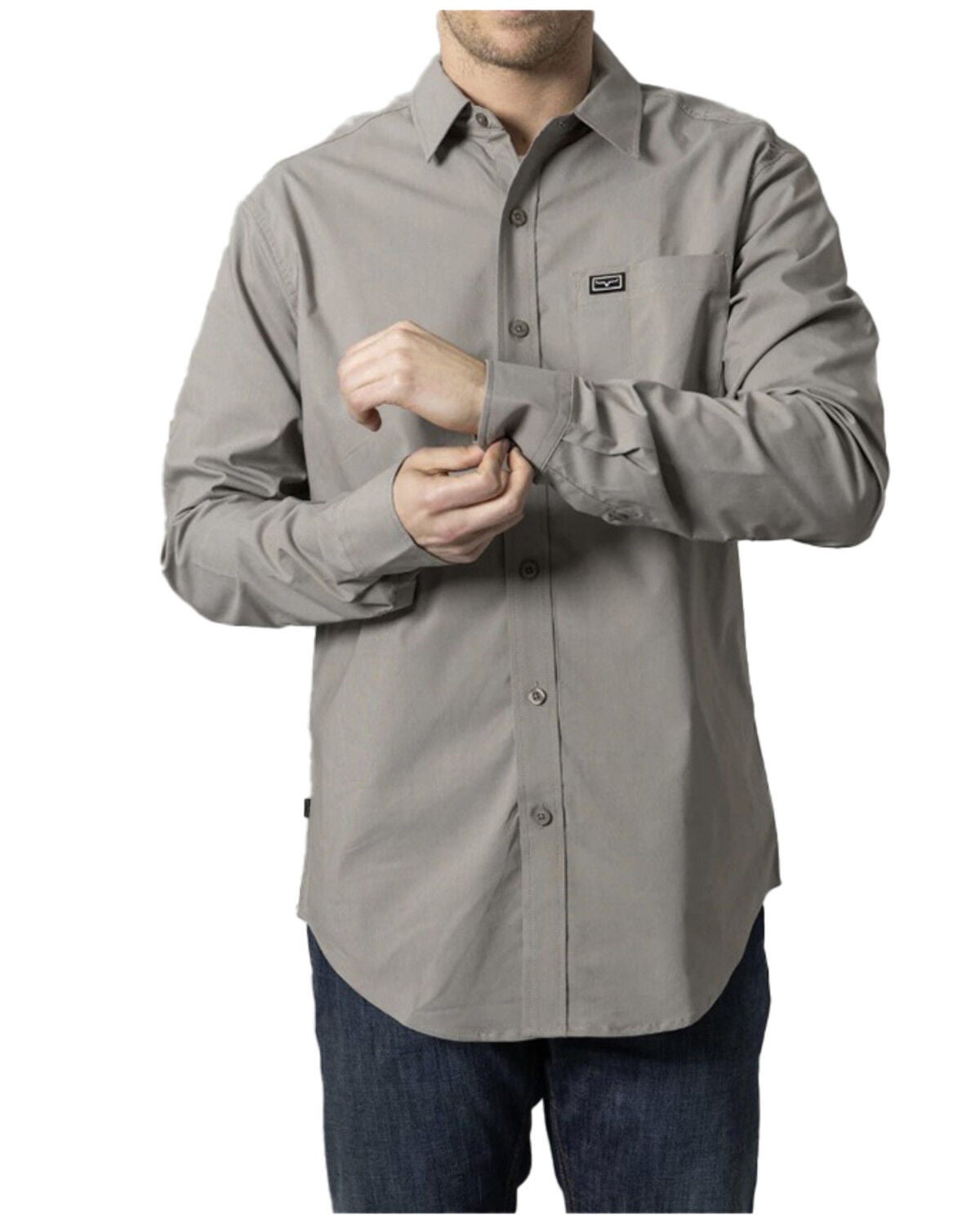 Kimes Ranch Men's Linville Short Sleeve Button-Down Performance Shirt, Grey, hi-res