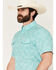 Image #2 - Ferrell Men's Flynn Checkered Logo Print Short Sleeve Snap Stretch Western Shirt, Mint, hi-res