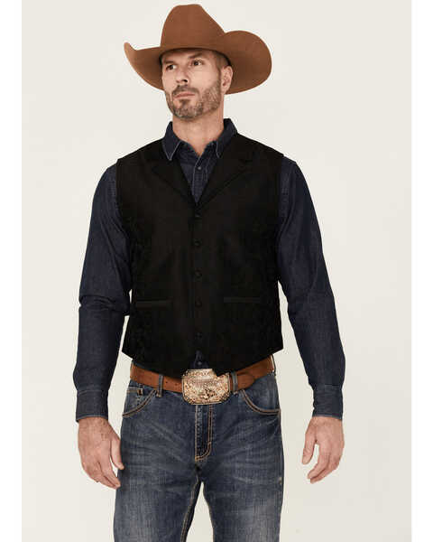 Cody James Men's Swampin Button-Front Black Western Vest, Black, hi-res