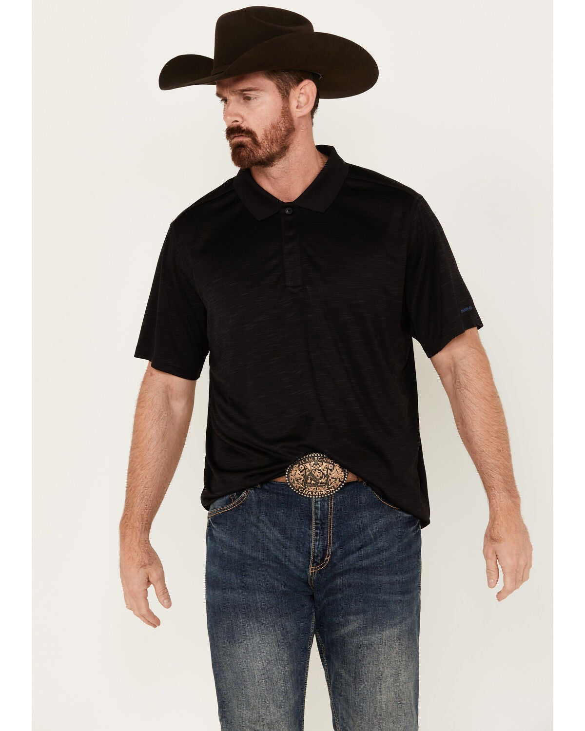 RANK 45&reg; Men's Solid Tech Polo, Black, hi-res