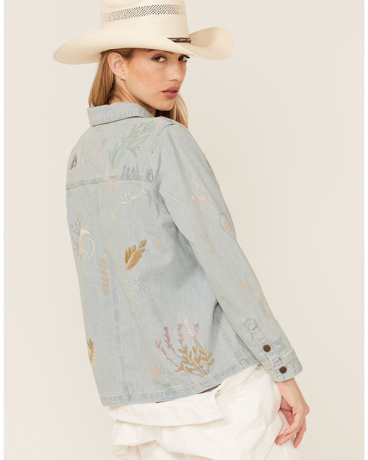 Image #4 - Johnny Was Women's Sezane Embroidered Denim Jacket, Blue, hi-res