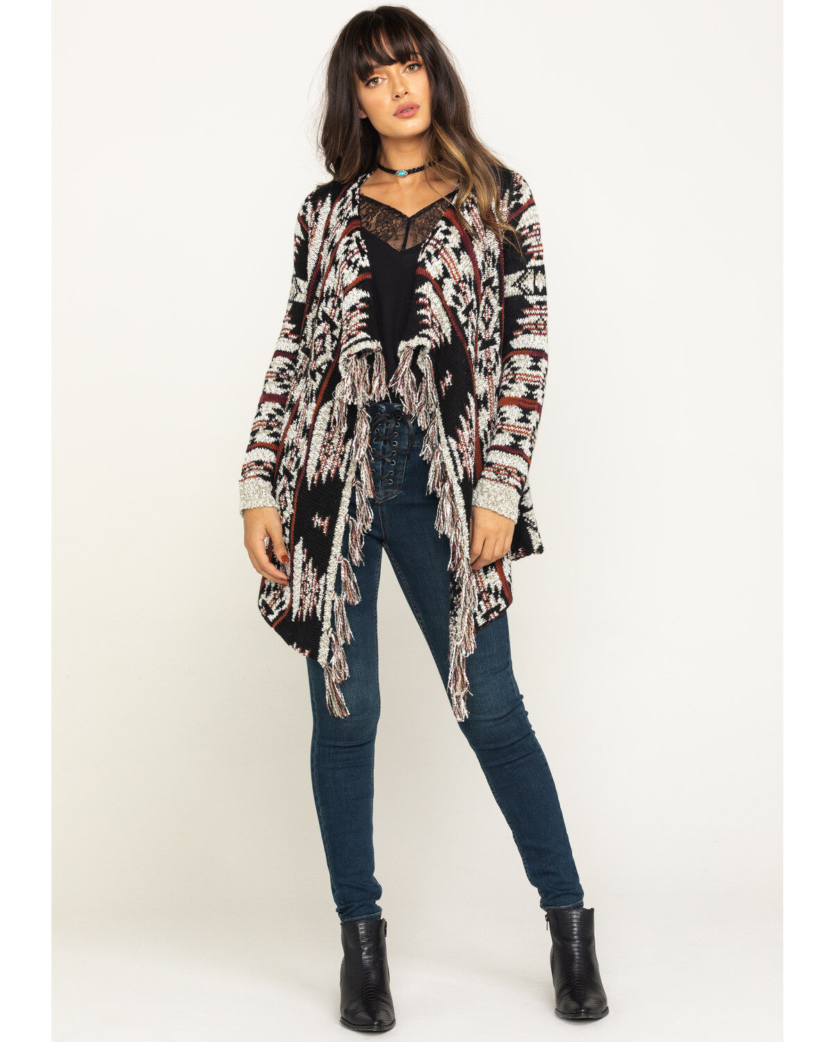 Aztec fringe cardigan clearance