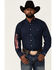 Resistol Men's Navy USA Logo Embroidered Long Sleeve Button Down Western Shirt , Navy, hi-res