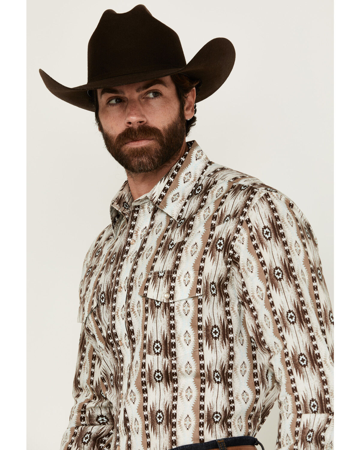 Image #2 - Wrangler Men's Checotah Southwestern Print Long Sleeve Snap Western Shirt - Tall, , hi-res