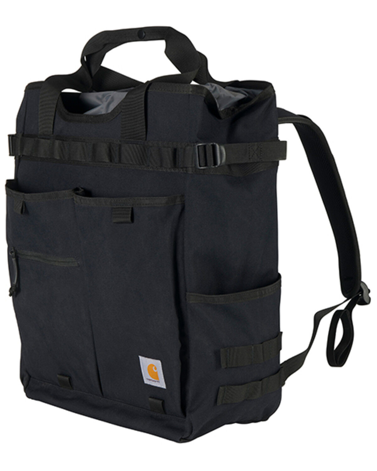 Image #1 - Carhartt 28L Nylon Cinch-Top Convertible Tote Backpack, Black, hi-res