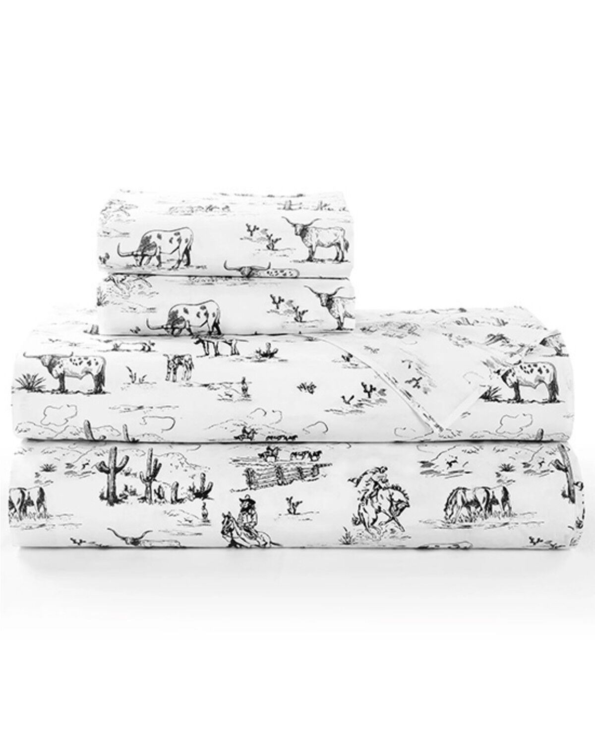 Image #2 - HiEnd Accents 200TC Cotton Ranch Life 3 Piece Sheet Set - Twin Size, Black, hi-res