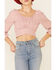 Image #3 - Beyond The Radar Women's Gingham Print Tie Back Crop Top, , hi-res