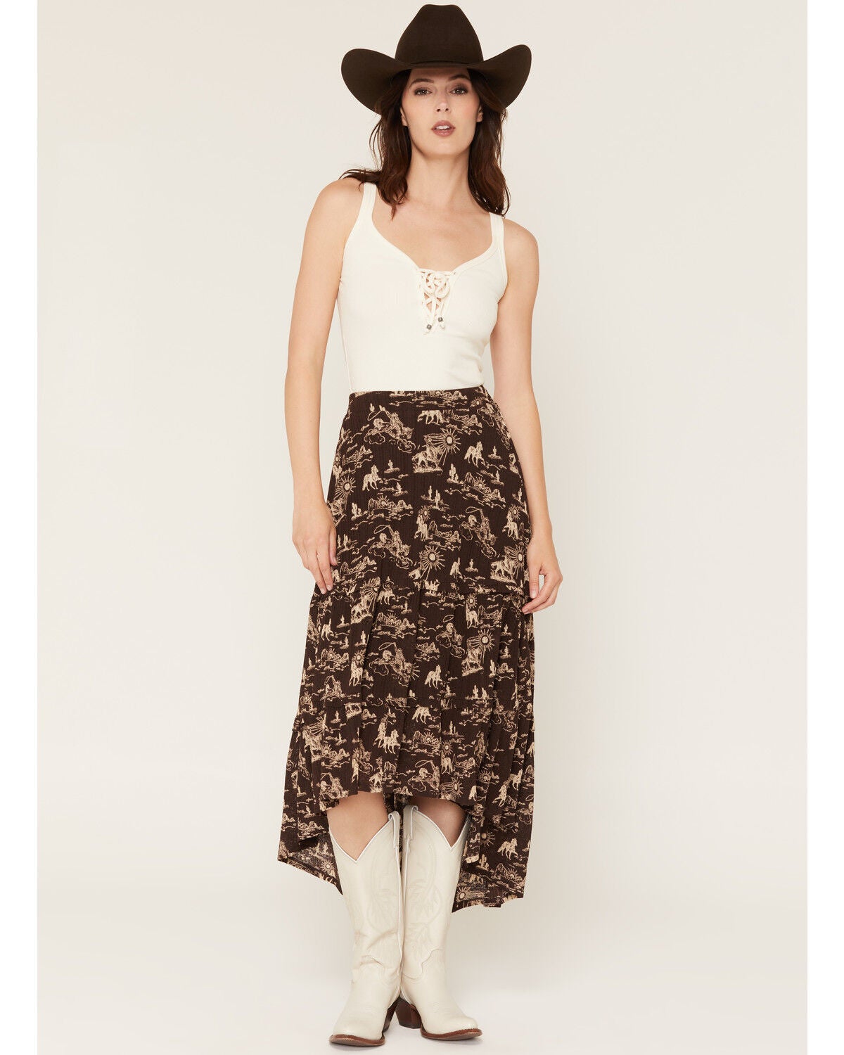 Idyllwind Women's Baxter Conversational Maxi Skirt, Dark Brown, hi-res