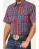 Moonshine Spirit Men's Roja Plaid Short Sleeve Snap Western Shirt , Navy, hi-res