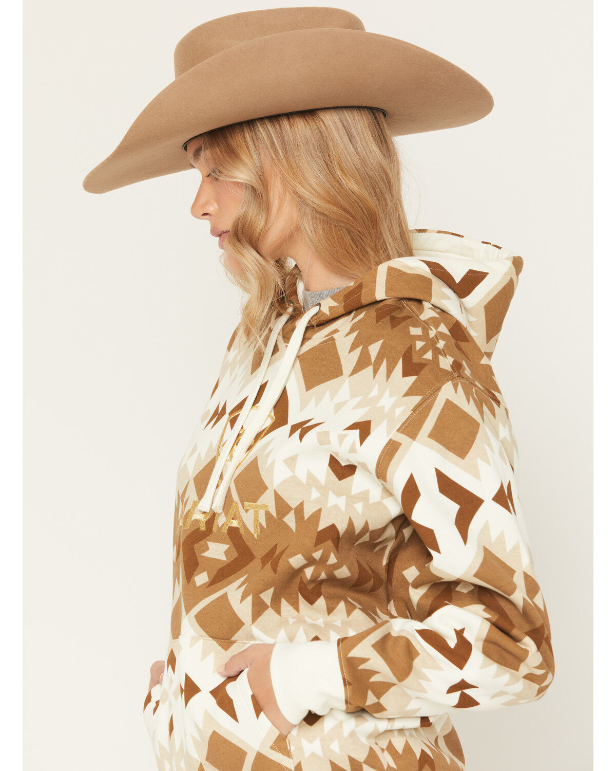 Image #2 - Ariat Women's Boot Barn Exclusive Southwestern Print Hoodie, Brown, hi-res