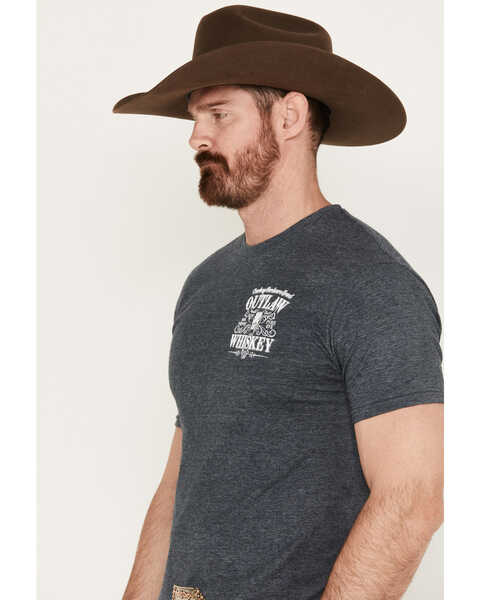 Cowboy Hardware Men's Outlaw Whiskey Short Sleeve Graphic T-Shirt, Heather Grey, hi-res