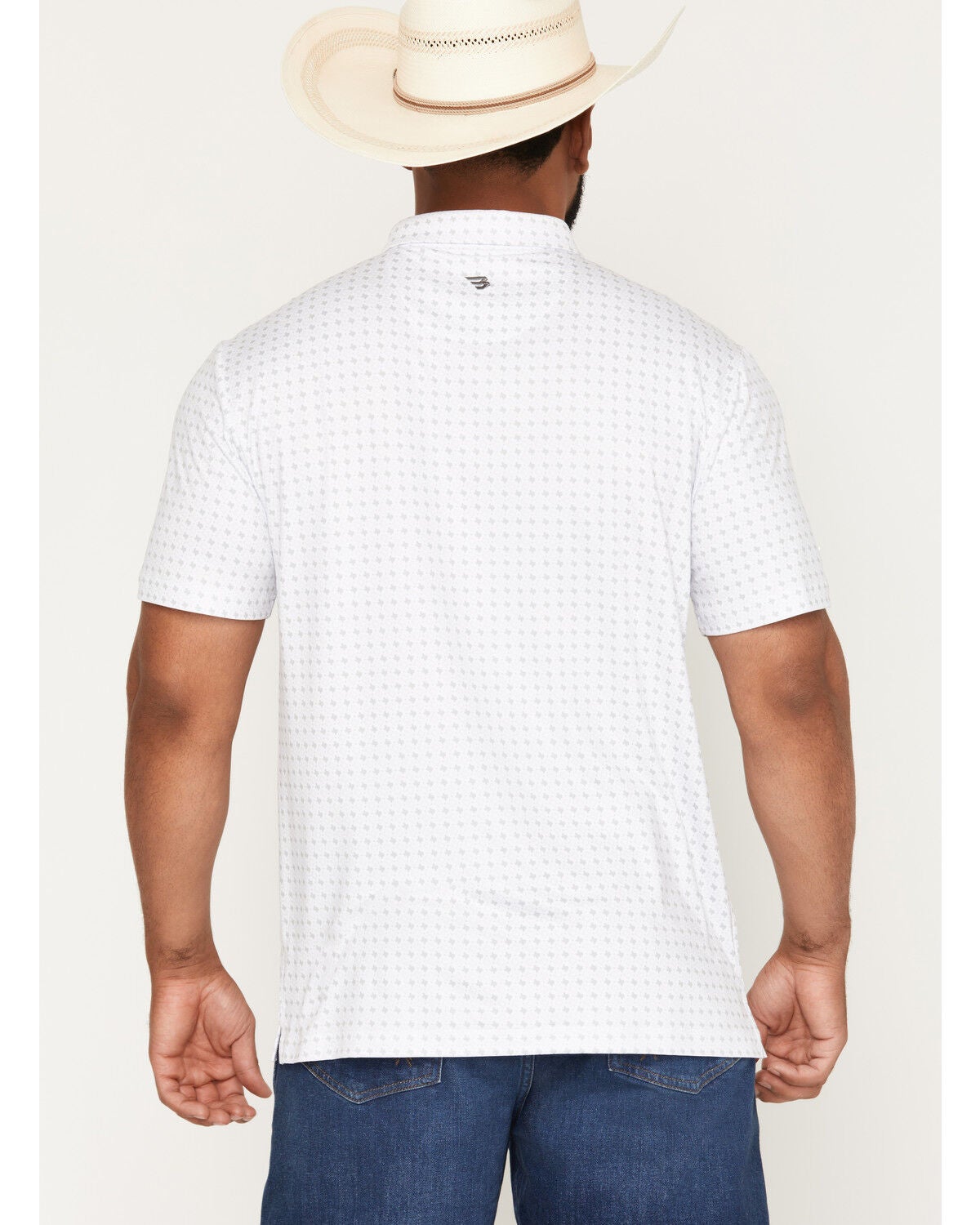 Image #4 - Burlebo Men's Texas Print Short Sleeve Button-Down Polo, White, hi-res