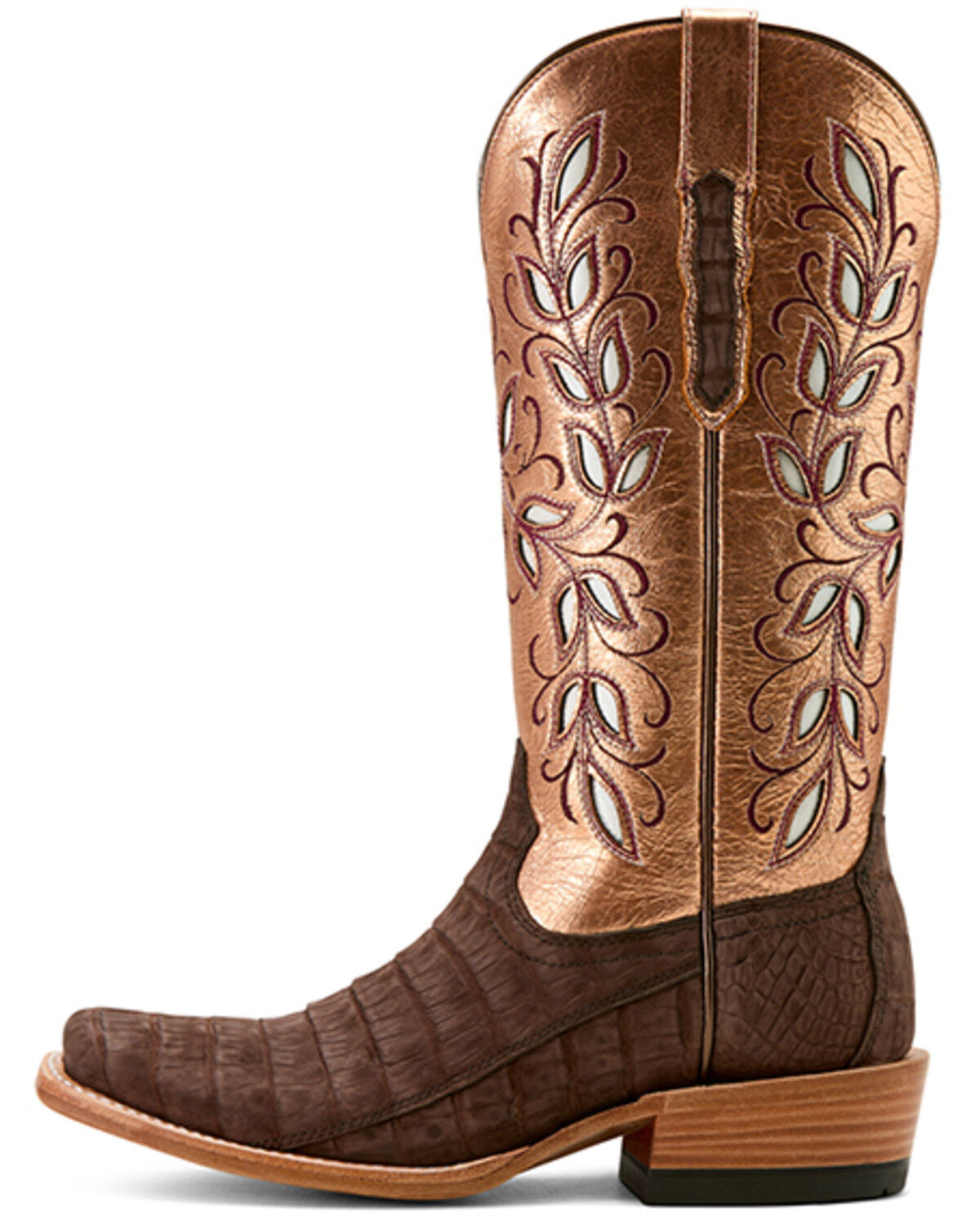 Image #2 - Ariat Women's Exotic Caiman Futurity Silk Tall Western Boots - Square Toe, Brown, hi-res