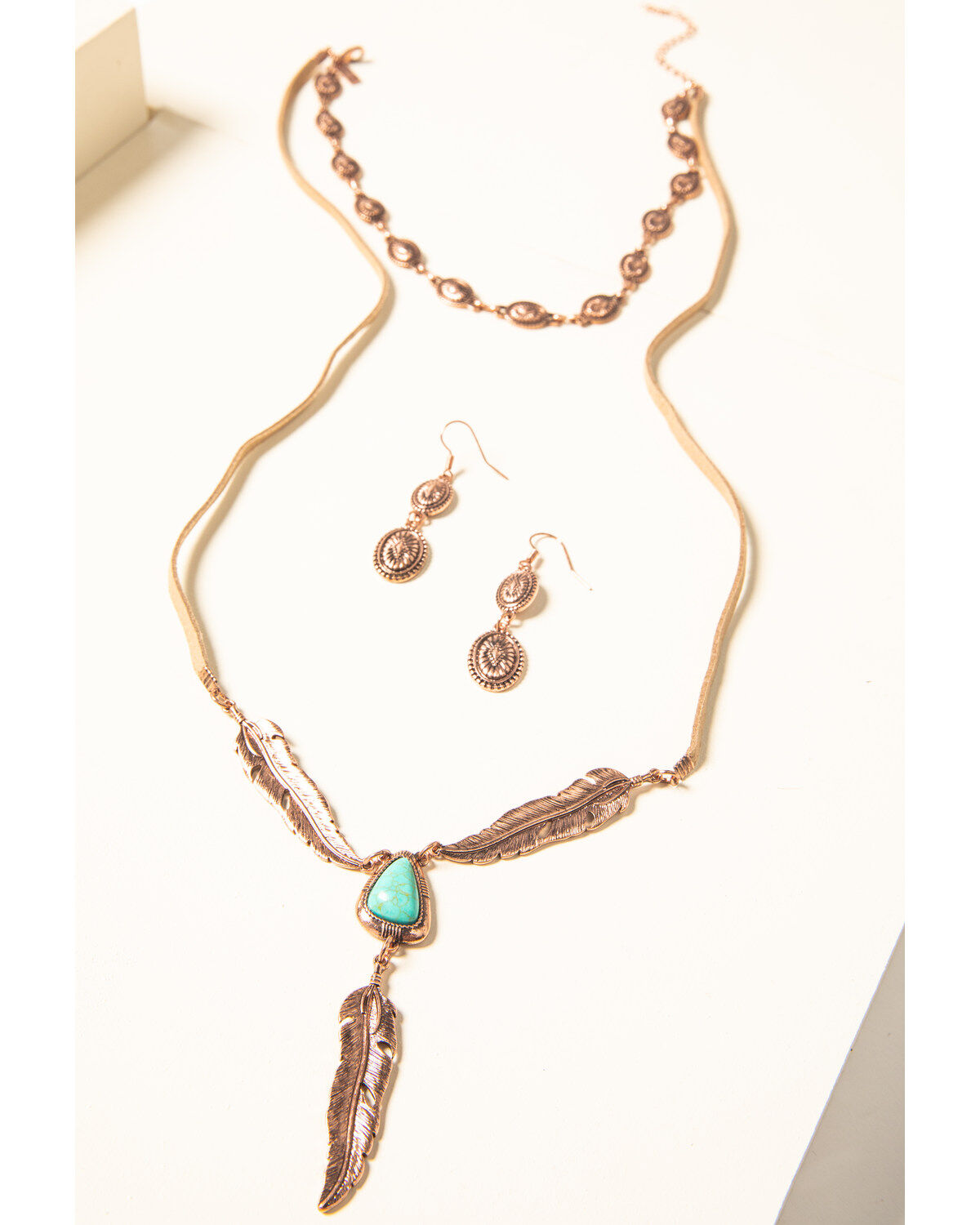 Image #4 - Shyanne Women's Desert Dreams Multi Layer Feather Jewelry Set - 2 Piece, Rust Copper, hi-res