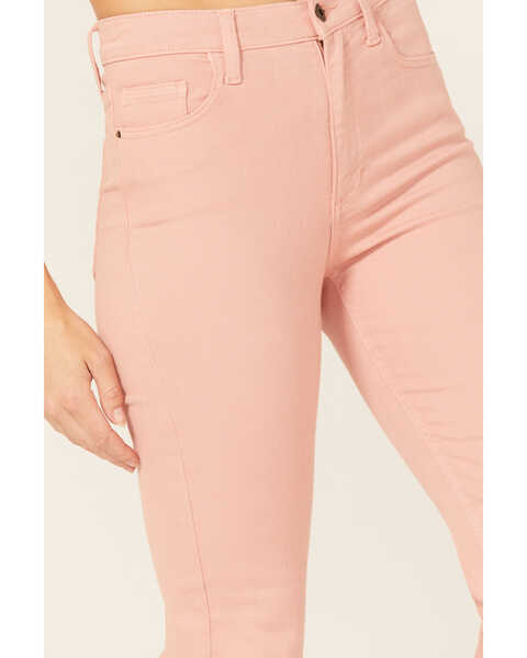 Sneak Peek Women's High Rise Slim Bootcut Jeans, Pink, hi-res