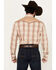 Image #4 - Roper Men's Plaid Print Embroidered Long Sleeve Pearl Snap Western Shirt, Tan, hi-res
