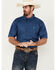 Image #1 - Cowboy Hardware Men's Boot Barn Exclusive Diamond Quilt Geo Print Short Sleeve Button-Down Western Shirt, Navy, hi-res