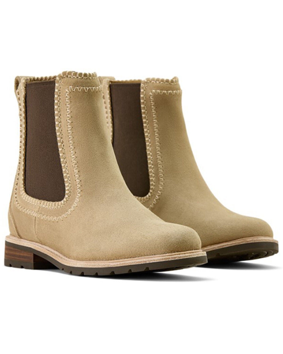 Image #4 - Ariat Women's Wexford Whip Stitch Suede Chelsea Boots - Round Toe, Camel, hi-res