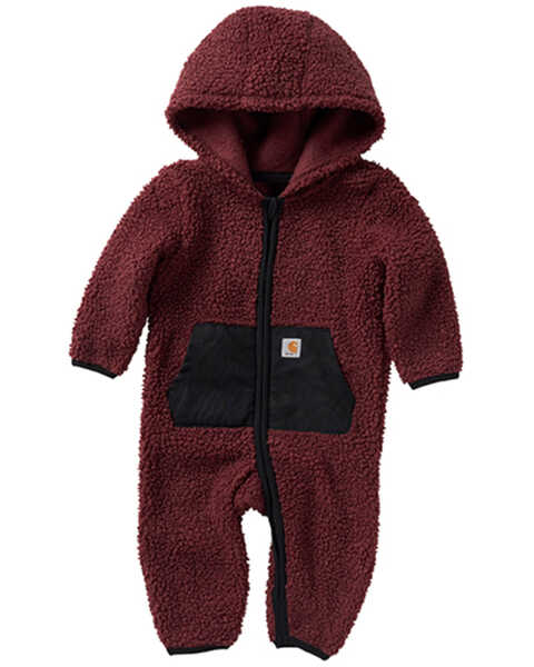 Carhartt Infant Boys' Hooded Zip-Front Fleece Coverall, Red, hi-res
