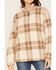 Stillwater Supply Women's Plaid Print Sherpa Quarter Zip Sweater, Tan, hi-res
