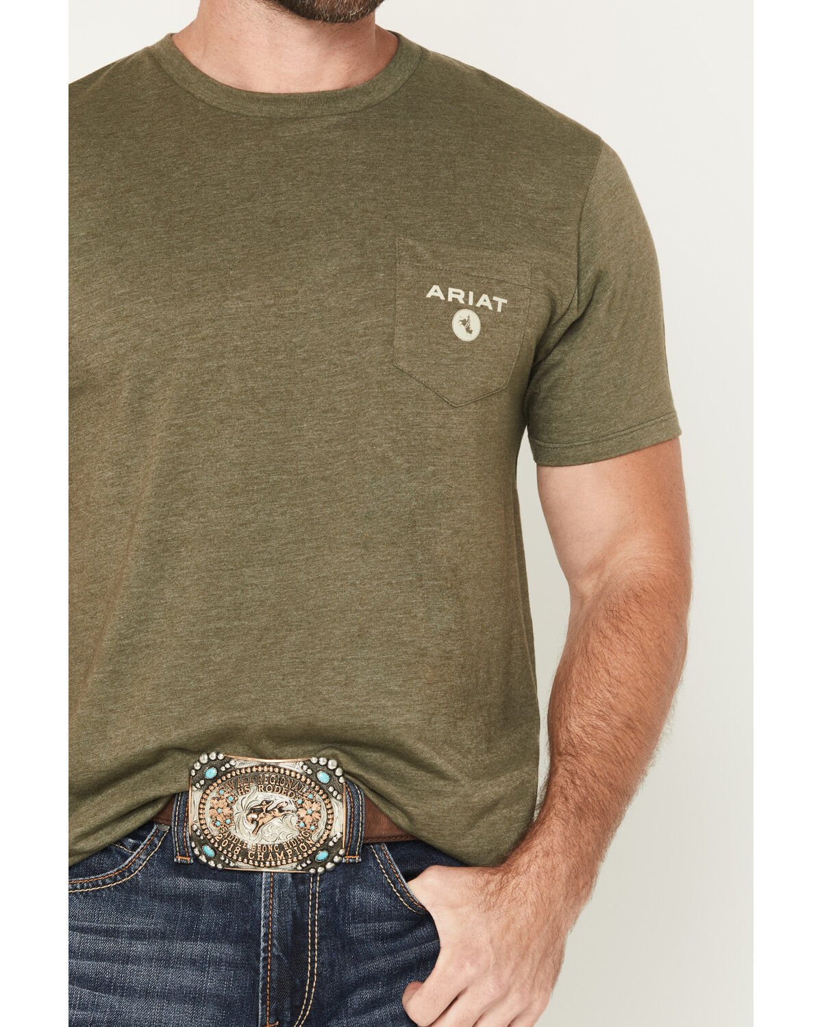 Image #4 - Ariat Men's Roped Diamond Short Sleeve Graphic T-Shirt, Green, hi-res