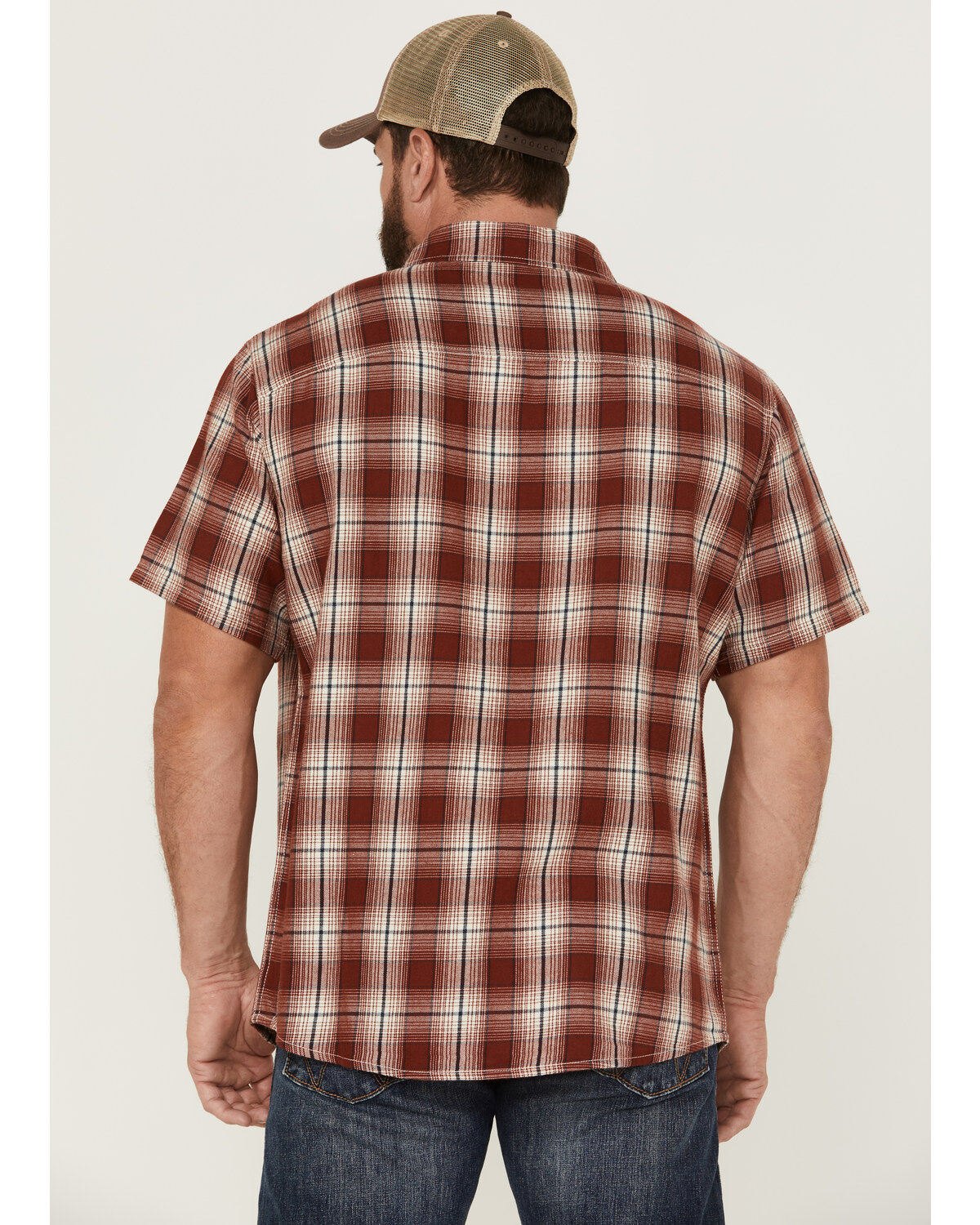 Image #4 - Brothers and Sons Men's Large Plaid Short Sleeve Button Down Western Shirt, Red, hi-res