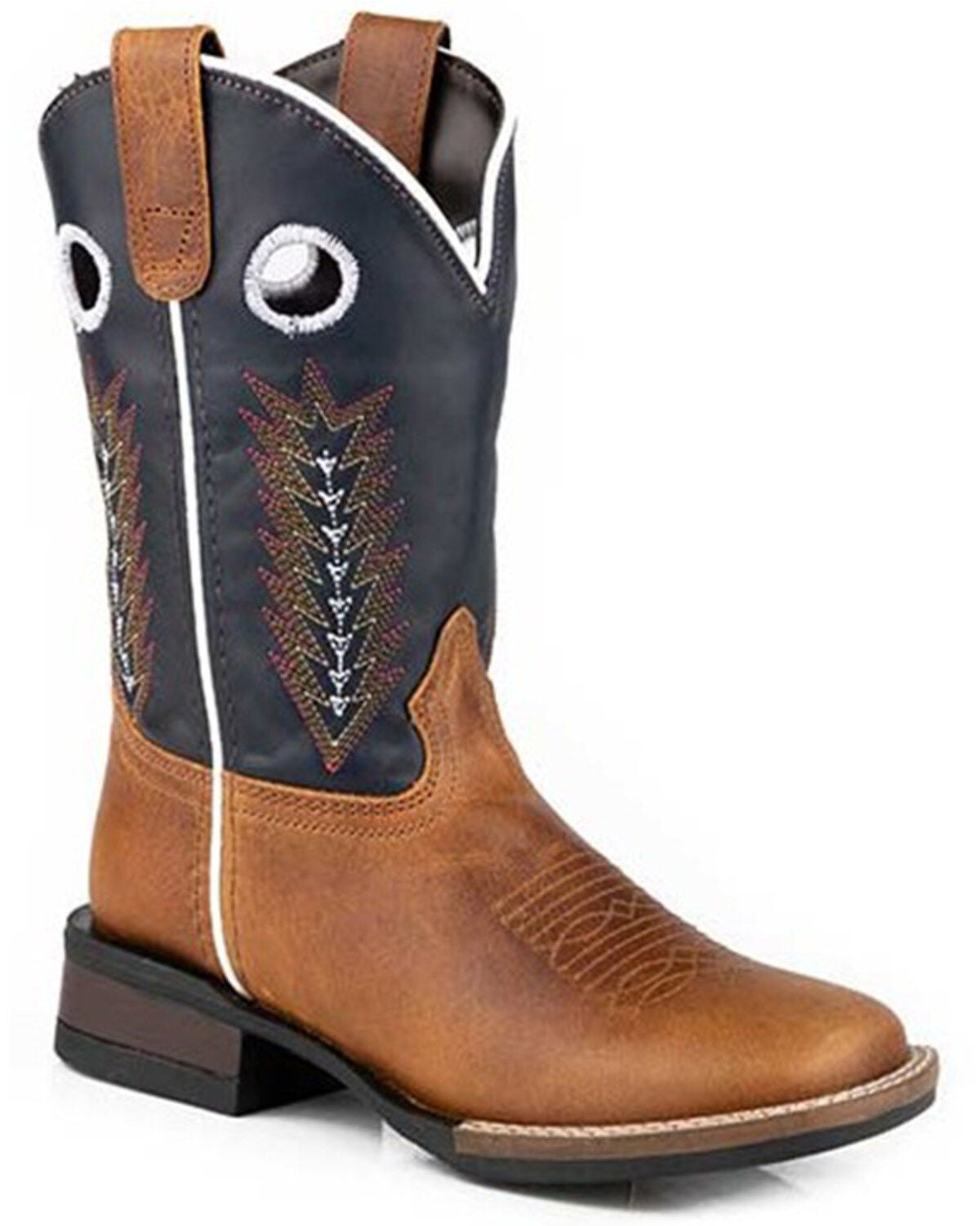 Roper Boys' James Western Boots - Square Toe, Blue, hi-res