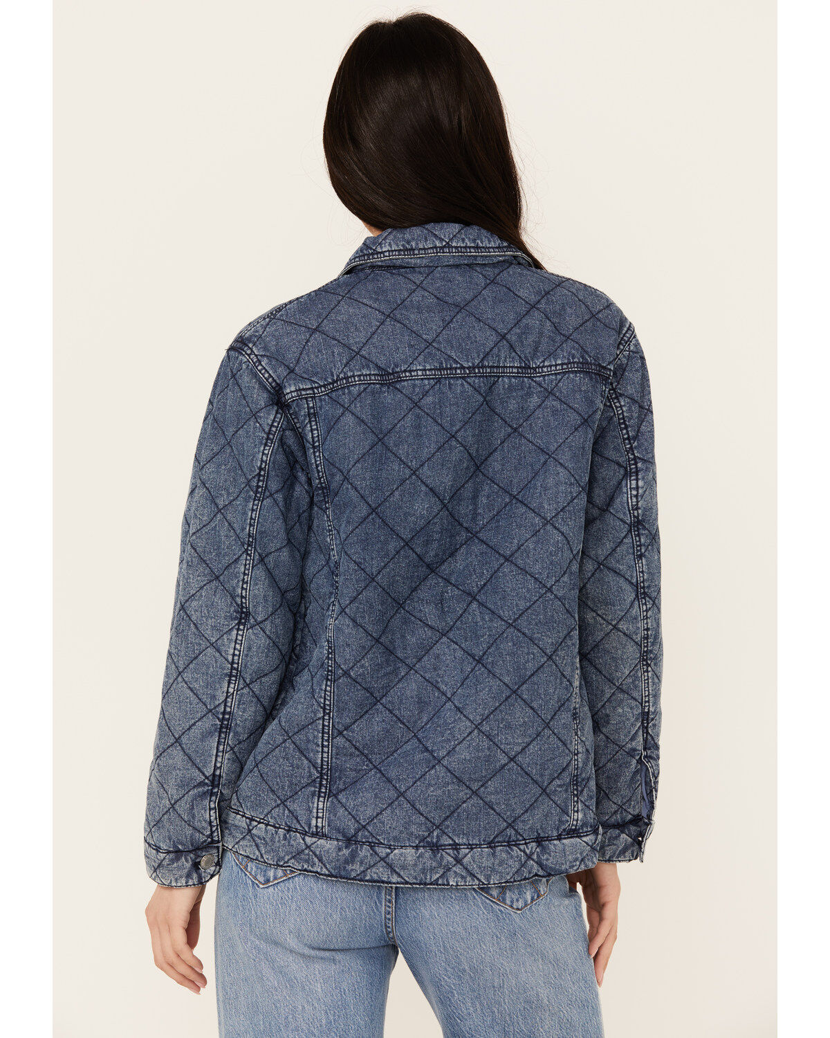 Image #4 - Revel Women's Diamond Stitched Denim Jacket, Medium Wash, hi-res
