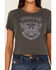 Youth In Revolt Women's Rebel Rider Ribbed Short Sleeve Baby Tee, Black, hi-res