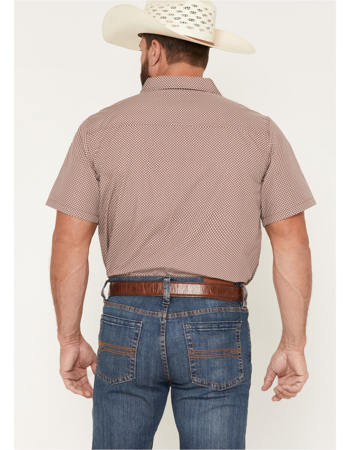 Image #4 - Gibson Trading Co Men's Kick Dust Geo Print Short Sleeve Button-Down Western Shirt - Big, Burgundy, hi-res