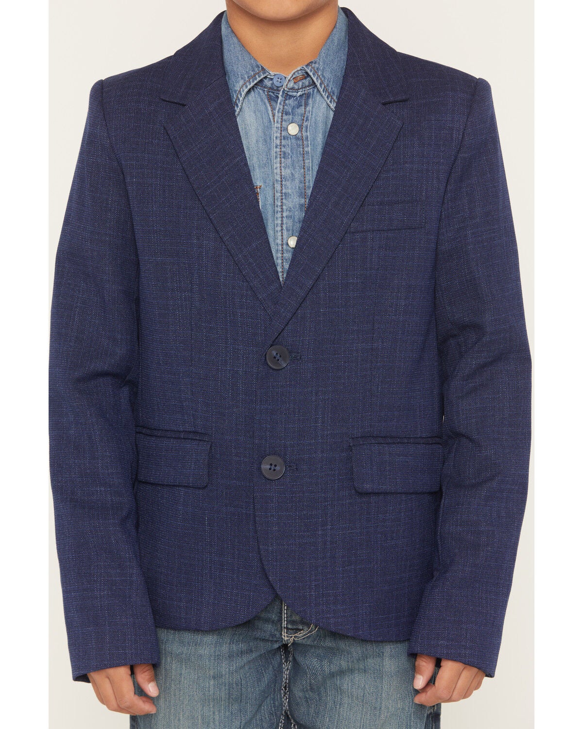 Image #3 - Rock & Roll Denim Boys' Solid Sportcoat, Blue, hi-res